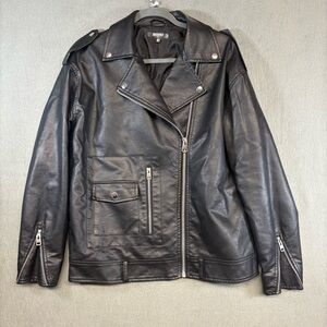 Missguided Black Faux Leather Moto Jacket Size 4 Tall
